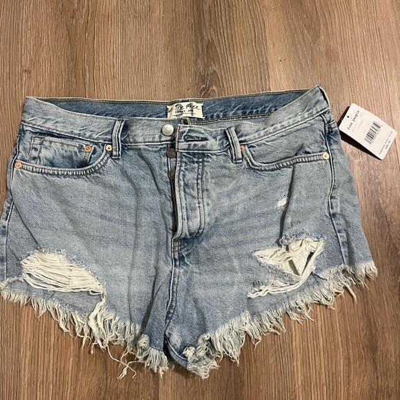 Free People Pants - Free People Light Wash Distressed Denim Jean Shorts